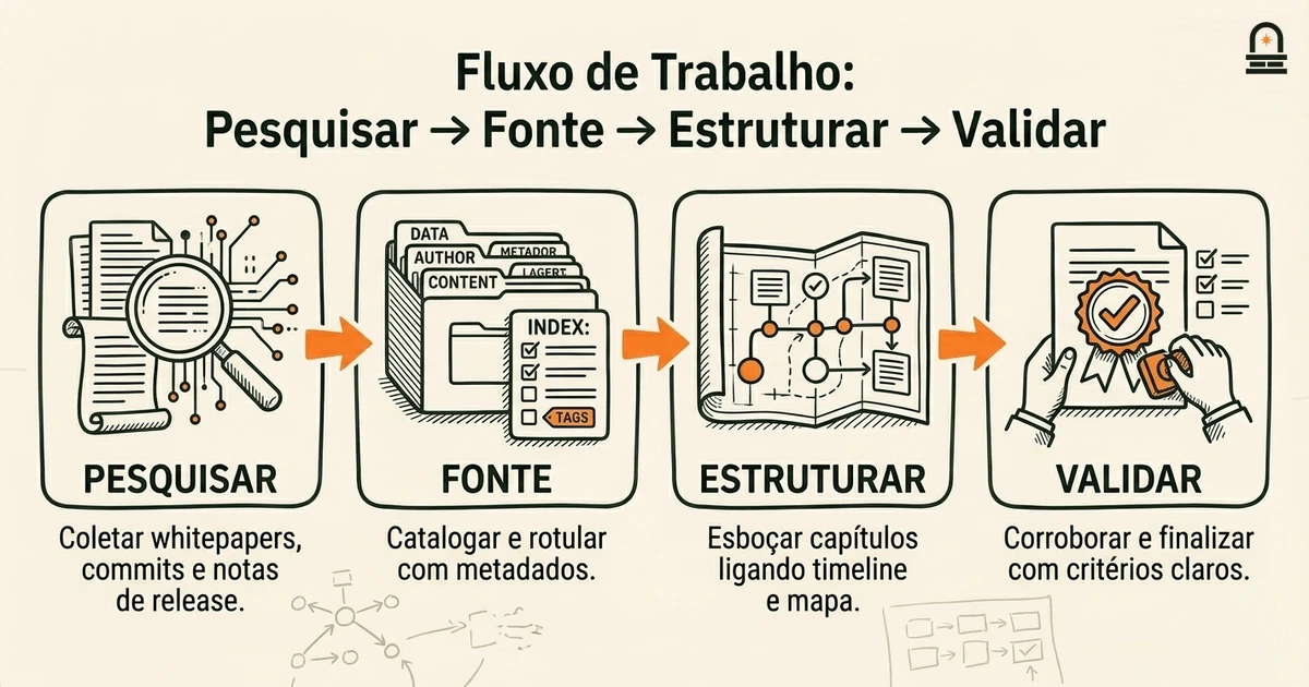 Fluxo de Trabalho: Pesquisar → Fonte → Estruturar → Validar